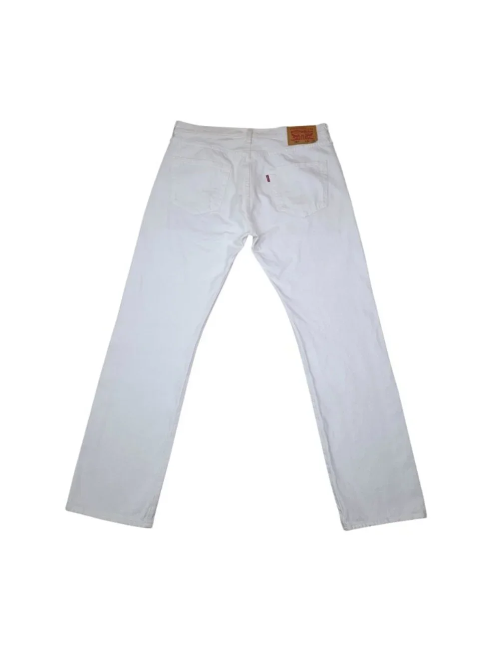 Levis White 501 Button-Fly Straight Leg Jeans W34 L32 100% Cotton Made In Mexico